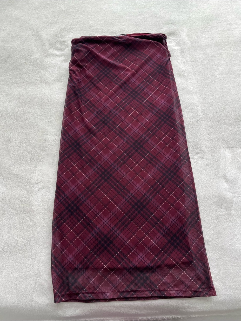 Burgundy Plaid Maxi Skirt